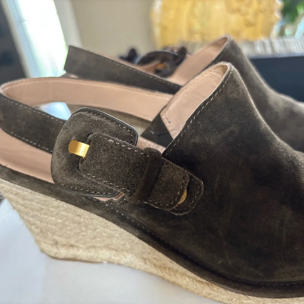 Veronica Beard Suede Espadrille Wedge in Military Green. Size 9M. Worn twice. - Picture 3 of 8